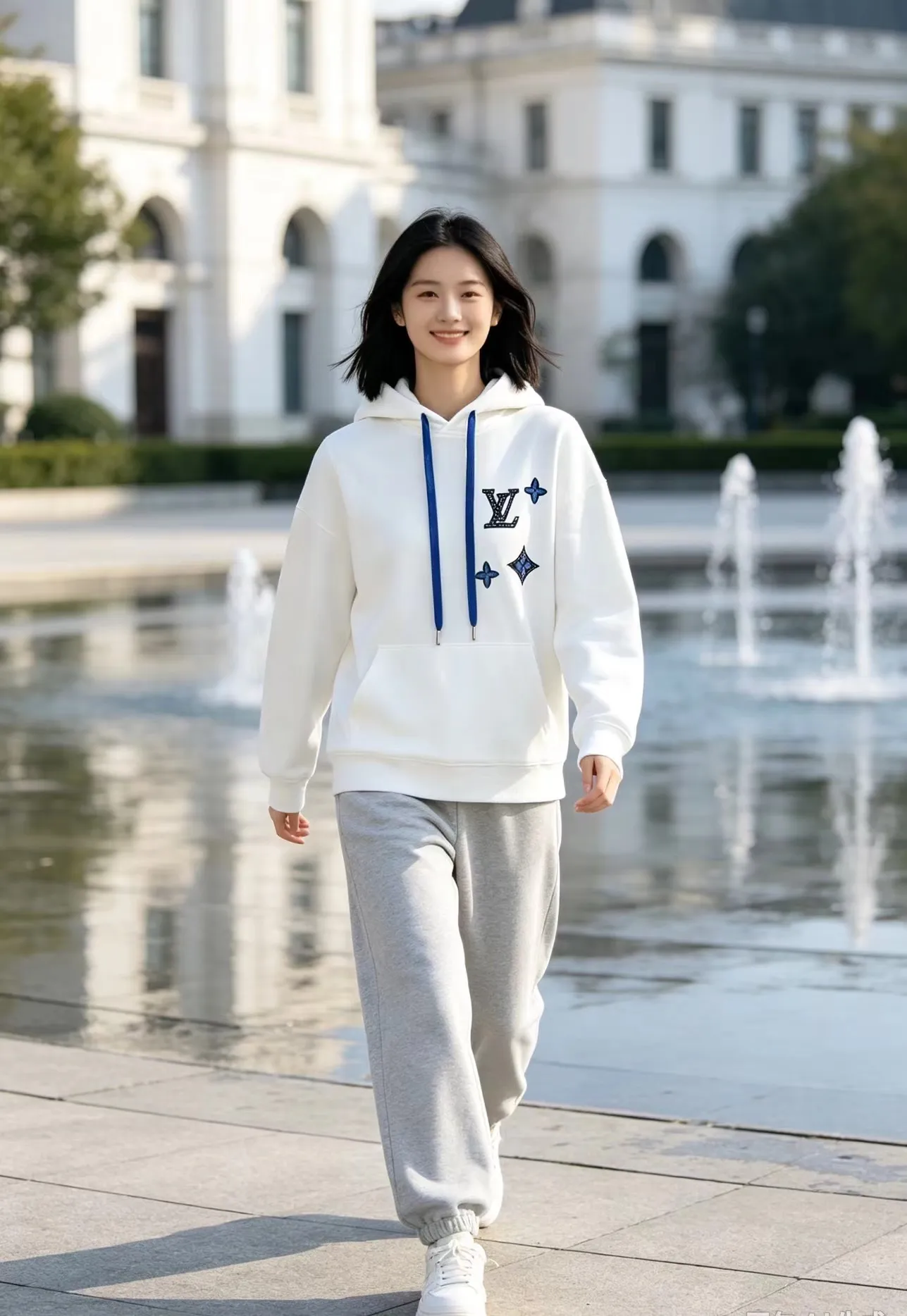 Louis Vuitton/Louis Vuitton rivet presbyopic letter hooded sweatshirt